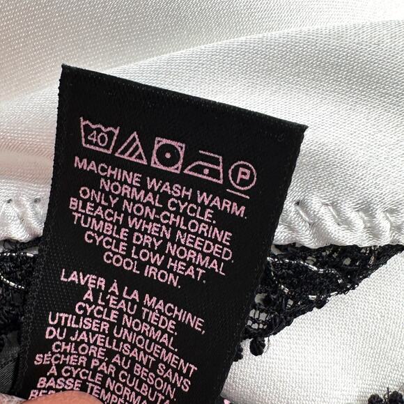 Victorias‎ Secret White Satin Black Trim Spaghetti Straps Bow Camisole Large - Picture 5 of 7